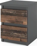 Szafki nocne - STIV Möbel Stolik nocny - Szafka nocna z 2 szufladami - Vintage szary wys. 40cm szer. 30cm gł. 30cm - miniaturka - grafika 1