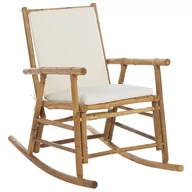 Fotele - Lumarko Fotel bujany bambusowy jasne drewno z białym FRIGOLE - miniaturka - grafika 1