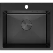 Zlewozmywaki - Mexen Solix zlewozmywak stalowy 1-komorowy 500 x 450 mm, czarny HC - 6402501000-70HC - miniaturka - grafika 1