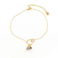 Bransoletki - Pozłacana bransoletka na nogę z kamieniami - miniaturka - grafika 1