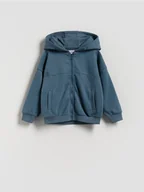 Bluzy i sweterki niemowlęce - Reserved - Bawełniana bluza z kapturem - granatowy - miniaturka - grafika 1