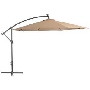 vidaXL Parasol wiszący z aluminiowym słupkiem, 350 cm, kolor taupe - Parasole ogrodowe - miniaturka - grafika 9