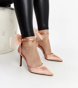 Jasnoróżowe szpilki z kokardą Ilaysa-38 - Półbuty damskie - miniaturka - grafika 1