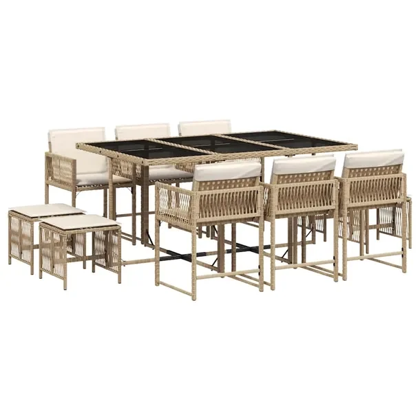 Zestaw Mebli Ogrodowych Rattan PE Beżowy, Stół 165x106x73 cm, Krzesła 5