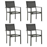 Fotele i krzesła ogrodowe - vidaXL Lumarko Krzesła ogrodowe, 4 szt., stal i textilene, czarno-antracytowe! 313078 - miniaturka - grafika 1