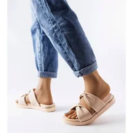 Klapki i japonki damskie - Beżowe klapki Big Star LL274A122 beżowy - miniaturka - grafika 1