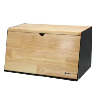 Chlebak dwustronny bambusowy stal pojemnik na chleb skośny czarny BRUNBESTE BB-4258 - Chlebaki - miniaturka - grafika 1