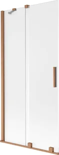 Mexen Velar parawan nawannowy 2-skrzydłowy rozsuwany 95 x 150 cm, szron, miedź szczotkowana - 896-095-000-31-65 - Parawany nawannowe - miniaturka - grafika 1