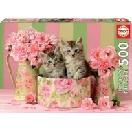 Puzzle - Educa Borras 17960 500 kotek z różami puzzle, wielokolorowy - miniaturka - grafika 1
