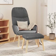 Fotele - Lumarko Fotel z podnóżkiem, jasnoszary, obity tkaniną! - miniaturka - grafika 1