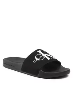 Klapki i japonki damskie - Calvin Klein Jeans Klapki Slide Monogram Co YW0YW00103 Czarny - grafika 1