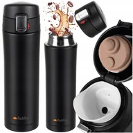 Kubki termiczne - BIDON KUBEK TERMICZNY 440ml TERMOS NA GORĄCE NAPOJE CZARNY - miniaturka - grafika 1