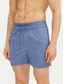 Kąpielówki męskie - Calvin Klein Swimwear Szorty kąpielowe KM0KM01104 Niebieski Regular Fit - miniaturka - grafika 1