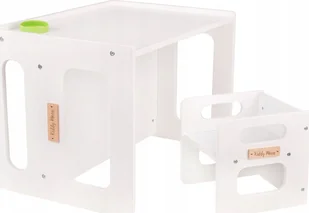 KiddyMoon Stolik + krzesło TC-001 MDF white 61x44x44/30x30x30 Mebel zestaw mebelków - Krzesła obrotowe dla dzieci - miniaturka - grafika 1
