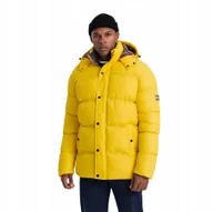 Kurtki męskie - Kurtka męska puffer z podszewką w kratę żółta V3 OM-JAHP-0205 M - miniaturka - grafika 1