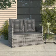 Ławki ogrodowe - Ławka ogrodowa z poduszkami, szara, 105 cm, polirattan - miniaturka - grafika 1