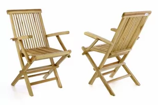Divero Zestaw 2 sztuk krzeseł ogrodowy składane - drewno tek - Fotele i krzesła ogrodowe - miniaturka - grafika 1