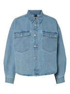 Bluzki damskie - Pieces Koszula dżinsowa "Tamra" w kolorze błękitnym - miniaturka - grafika 1
