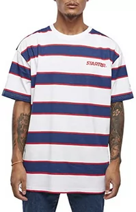 STARTER BLACK LABEL Męski T-shirt w paski Oversized logo Striped Tee, z wielokolorowymi paskami poprzecznymi i nadrukowanym logo, 2 kolory, rozmiar XS do XXL, biały/niebieski, XS - Koszulki męskie - miniaturka - grafika 1