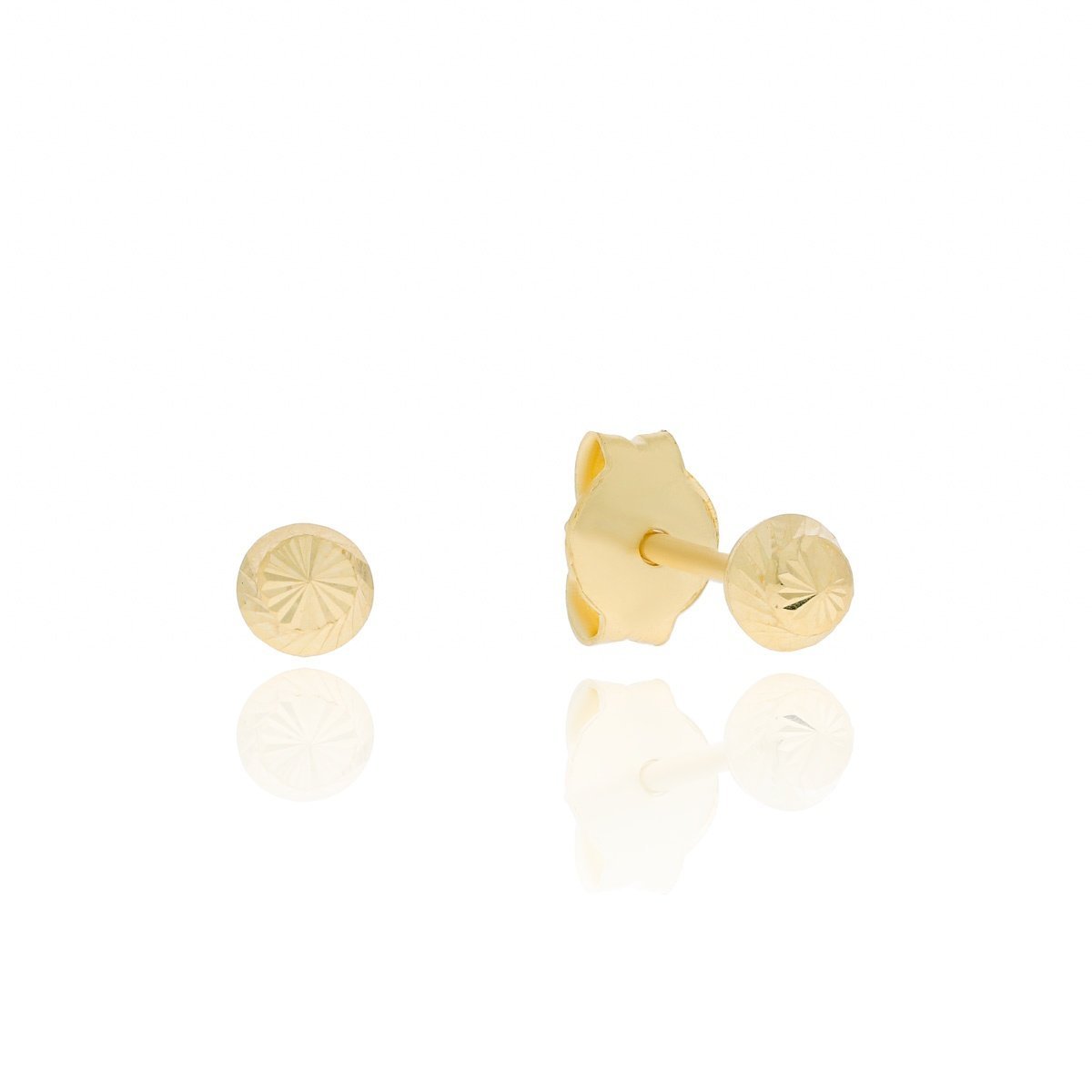 Złote kolczyki kulki grawerowane 3,5 mm sztyfty pr. 585