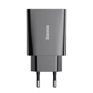 Baseus Ładowarka Speed Mini ładowarka sieciowa zasilacz EU do szybkiego ładowania USB Typ C 20W 3A czarny CCFS-SN01 BSU2819BLK - Ładowarki do telefonów - miniaturka - grafika 1