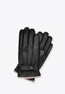 Rękawiczki - Męskie rękawiczki ze skóry naturalnej i wełny czarne - miniaturka - grafika 1