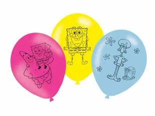 AMSCAN Balony lateksowe urodzinowe Spongebob Kanciastoporty - 27,5 cm - 6 szt. 9907373 - Urodziny dziecka - miniaturka - grafika 2