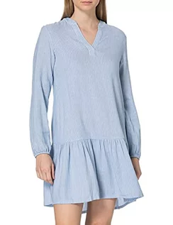 Sukienki - TOM TAILOR Damski Sukienka tunika w paski z lnu 1026351, 26743 - Blue White Vertical Stripe, 44 - grafika 1