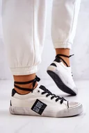 Trampki damskie - Damskie Tenisówki Trampki BIG STAR JJ274350 Biało-Czarne-40 - miniaturka - grafika 1