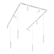 Lampy sufitowe - QAZQA Nowoczesny system oświetleniowy szynowy z 6 reflektorami i 4 lampami wiszącymi biały 1-fazowy - Slimline Uzzy Keno - miniaturka - grafika 1