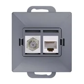 Gniazdka elektryczne - Gniazdo antenowe typu F z komputerowym RJ45 antracyt PERŁA 9002701 ABEX - miniaturka - grafika 1