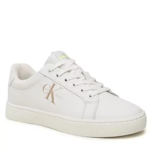 Półbuty męskie - Sneakersy Calvin Klein Jeans Classic Cupsole Fluo Contrast YM0YM00603 White/Ancient White 0LA - grafika 1