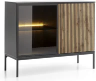 Komody - Komoda Lagos z metalowymi nóżkami w kolorze czarnym + LED - miniaturka - grafika 1