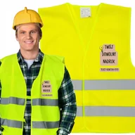 Odzież robocza - KAMIZELKA ODBLASKOWA Z NADRUKIEM NAPISEM LOGO BHP - miniaturka - grafika 1