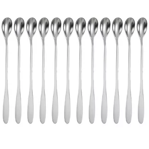 Zestaw 12 długich łyżek ze stali nierdzewnej - długość 18,9 cm - do Latte Macchiato, koktajli, deserów i nie tylko - Zestawy sztućców - miniaturka - grafika 1