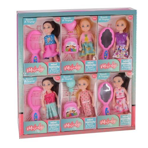 MELODY - Zestaw 6 mini lalek i akcesoriów miejskich - Lalka manekina - 010983PA - Model losowy - Figurka - Lalka - Zabawka dla dzieci - Urodziny - Akcesoria - Od 3 lat