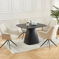 Krzesła - Krzesło z podłokietnikami z tkaniny i czarnego metalu - Beżowy - KARDESA marki Maison Céphy - miniaturka - grafika 1