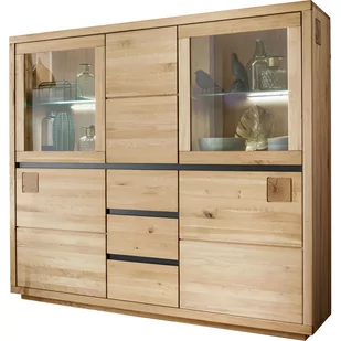 Kredens II Drewniany z Dzikiego Dębu WZ-0159-5401 WZ-0159 Dąb G+K Meble Dąb Dziki Olejowany, Czarny - Kredensy - miniaturka - grafika 1