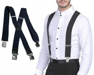 Paski - SZELKI do spodni MĘSKIE szerokie podwójne eleganckie czarne MOCNE - miniaturka - grafika 1