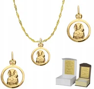 Biżuteria dla dzieci - Złoty łańcuszek pr. 585 medalik MATKA BOSKA 50 cm DEDYKACJA SZ1MZ2 - miniaturka - grafika 1