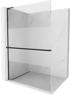 Ścianki i drzwi prysznicowe - Mexen Kioto+ L ścianka prysznicowa z półką Walk-in 90 x 200 cm, transparent/szron, czarna - 800-090-123-70-30 - miniaturka - grafika 1