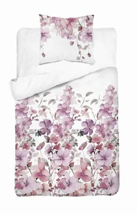Pościel satynowa 140x200 Biała w pastelowe kwiaty – romantyczna elegancja, 100% bawełna - Home Satin - Pościel - miniaturka - grafika 1