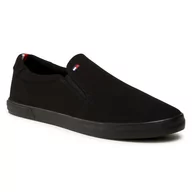 Trampki damskie - Tommy Hilfiger Tenisówki Iconic Slip On Sneaker FM0FM00597 Triple Black 0GK - miniaturka - grafika 1