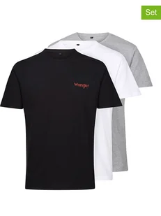 Wrangler Koszulki (3 szt.) "Marston" w kolorze jasnoszarym, czarnym i białym - Koszulki męskie - miniaturka - grafika 1