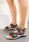 Sandały damskie - Granatowe Sandały w Sportowym Stylu Zapinane na Rzep Tanindra - miniaturka - grafika 1