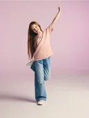 Spodnie i spodenki dla dziewczynek - Reserved - Jeansy wide leg z przetarciem - niebieski - miniaturka - grafika 1