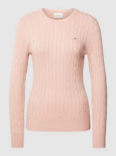 Sweter z dzianiny z wzorem warkocza - Swetry damskie - miniaturka - grafika 1