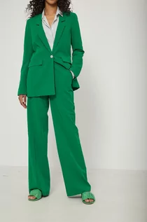 Spodnie damskie - Medicine spodnie damskie kolor zielony szerokie high waist - grafika 1
