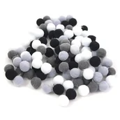 Zabawki kreatywne - DP Craft Pompony poliestrowe 1 cm biało-czarne - miniaturka - grafika 1