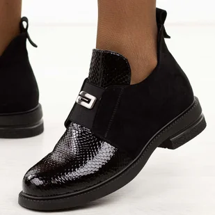 Czarne lakierowane botki damskie Vinceza 58560 - Botki damskie - miniaturka - grafika 1